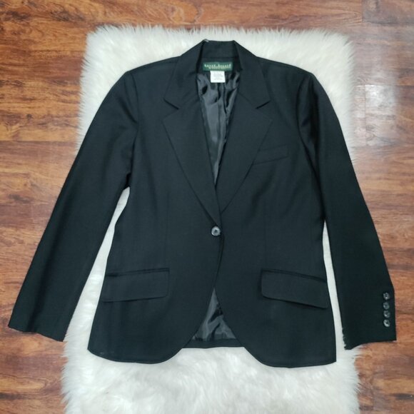 Harvé Benard Womens Black Wool Blazer Size 14 Single Button Classic Fit Made In - Picture 2 of 15